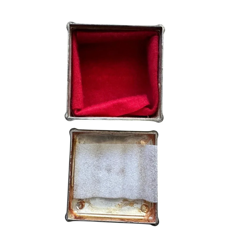 Vintage Hotel Panamerican Silver Plated Trinket Box – Bow Lid, Red Velvet